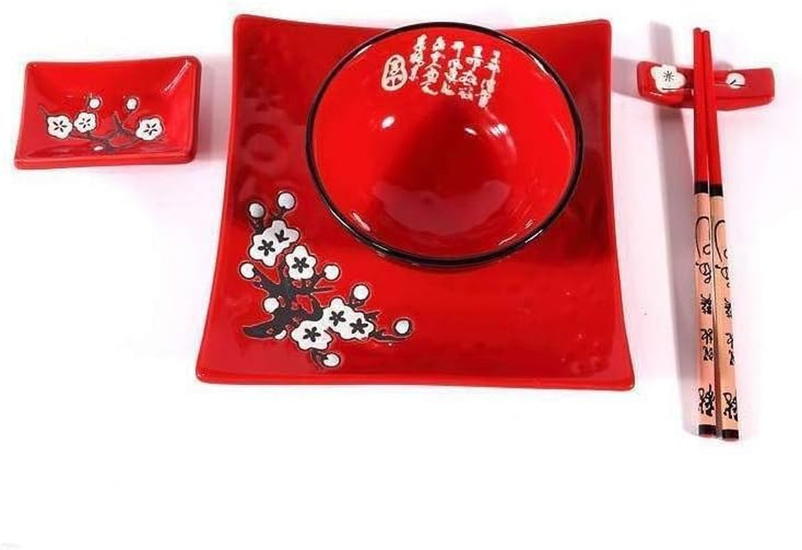 Komplettes japanisches Tafelservice 2381, Porzellan, Rot