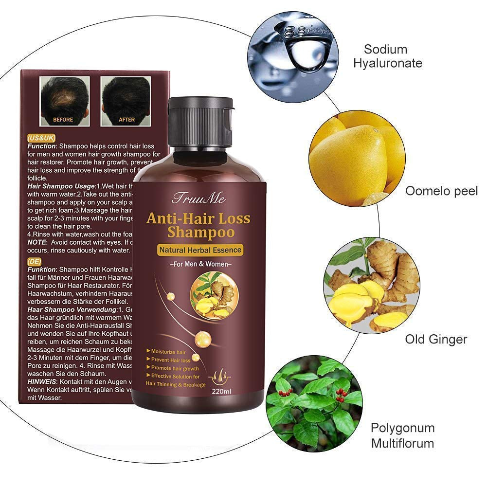 Haarwuchs-Shampoo, Anti-Haarausfall, Haarausfall-Shampoo, natürliches Kräutershampoo für schnelleres Haarwachstum, Lotion Naty Shop Haarpflege