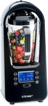 Cloer 6980 Vakuum Standmixer / 800 Watt / 21.000 U/Min. / inkl. Vorratsbehälter/Vakuumventil/Automatikprogramme/Eis-Crush-Funktion/Reinigungsfunktion/Schwarz, 1500 Milliliter Kitchen Naty Shop
