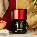 Subito Espressomaschine mit Filter, Glaskaraffe, 10–15 Tassen, Fassungsvermögen 1,25 l, automatische Abschaltfunktion, abnehmbarer Filter, Wasserstandsanzeige, Edelstahl, Rot/Schwarz, FG360D