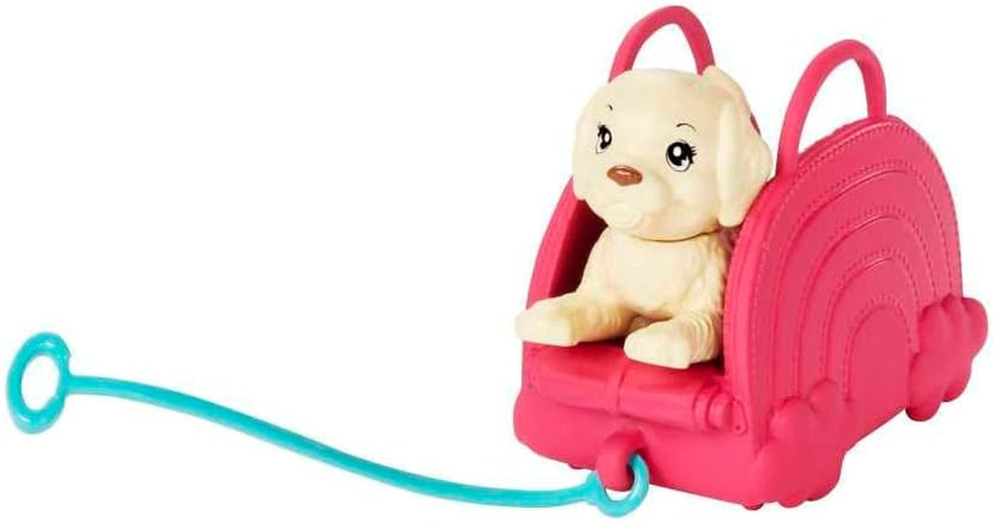 Barbie Chelsea Puppe & Zubehör 6-teiliges Welpen-Reiseset inklusive Hundekäfig HJY17