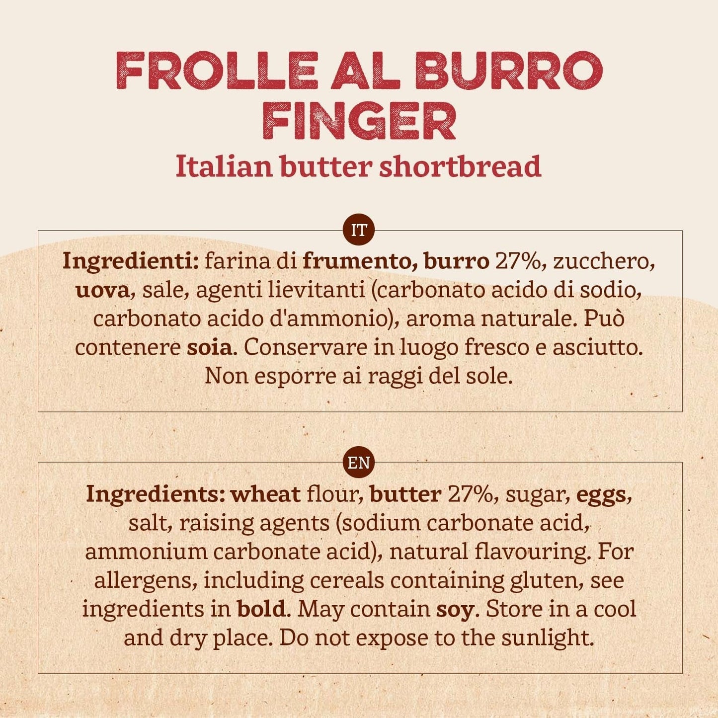 Frolle Al Burro Fingers. Traditionell zubereitete Biscotti „Come Una Volta“. Ideal Come Fine Pasto Goloso, Ma Anche Da Abbinare Al the O Al Caffè. Verpackung Ja 150 G