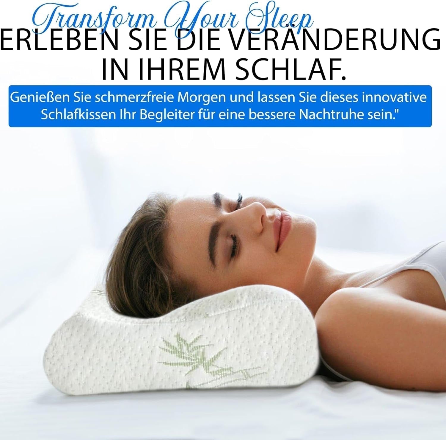 Orthopädisches Memory-Schaum-Nackenstützkissen – ergonomisches Kissen, Anti-Schnarch-Kissen für Seiten-, Bauch- und Rückenschläfer, Pilow, 60 cm x 40 cm x 12 cm. Orthopädische Nackenkissen Naty Shop