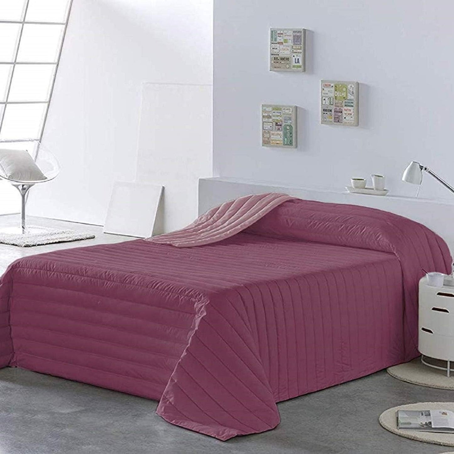 PETTI Artigiani Italiani – Einzelbettbezug, doppelseitige Bettdecke, Federkerndecke, Mitternachtsblau, Weiß, 100 % Made in Italy Naty Shop Fuchsia Bettdecken und Steppdecken Bettgröße 100 (170 x 260 cm)