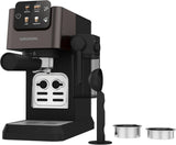 Siebträger-Espressomaschine GRUNDIG KSM 5330 mit integriertem Milchbehälter, Leistung 1628 W, Pumpendruck 15 bar, Doppeldüse, farbiges Touch-Display, BrewSense, CreamyPro, Edelstahl dunkel/Schwarz