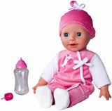 Simba 105140489 – Laura Baby Talk Doll, 38 cm große Puppe mit weichem Körper und Schlafaugen im süßen Overall, 24 Babygeräusche, Spielpuppe, Babypuppe, ab 2 Jahren