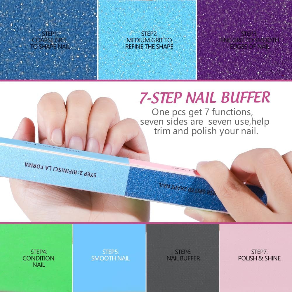 FANDAMEI 20 Stücke Buffer Für Nagel, Nagelfilen Für Gelnägel, Profi Nagelfeile 100/180, Polierfeile Fingernägel, Filen Für Gelnägel, Maniküre & Pediküre Set