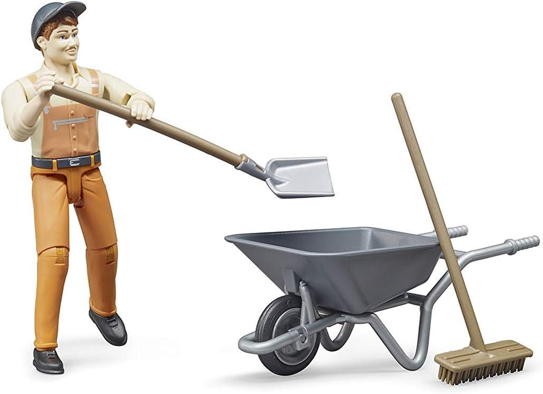 Bruder 62130 – Bworld Figurenset Kommunalarbeiter – Spielzeugfigur im Maßstab 1:16, Baufahrzeug, Bauarbeiter, Bauernhof, Mann. Actionfiguren Naty Shop