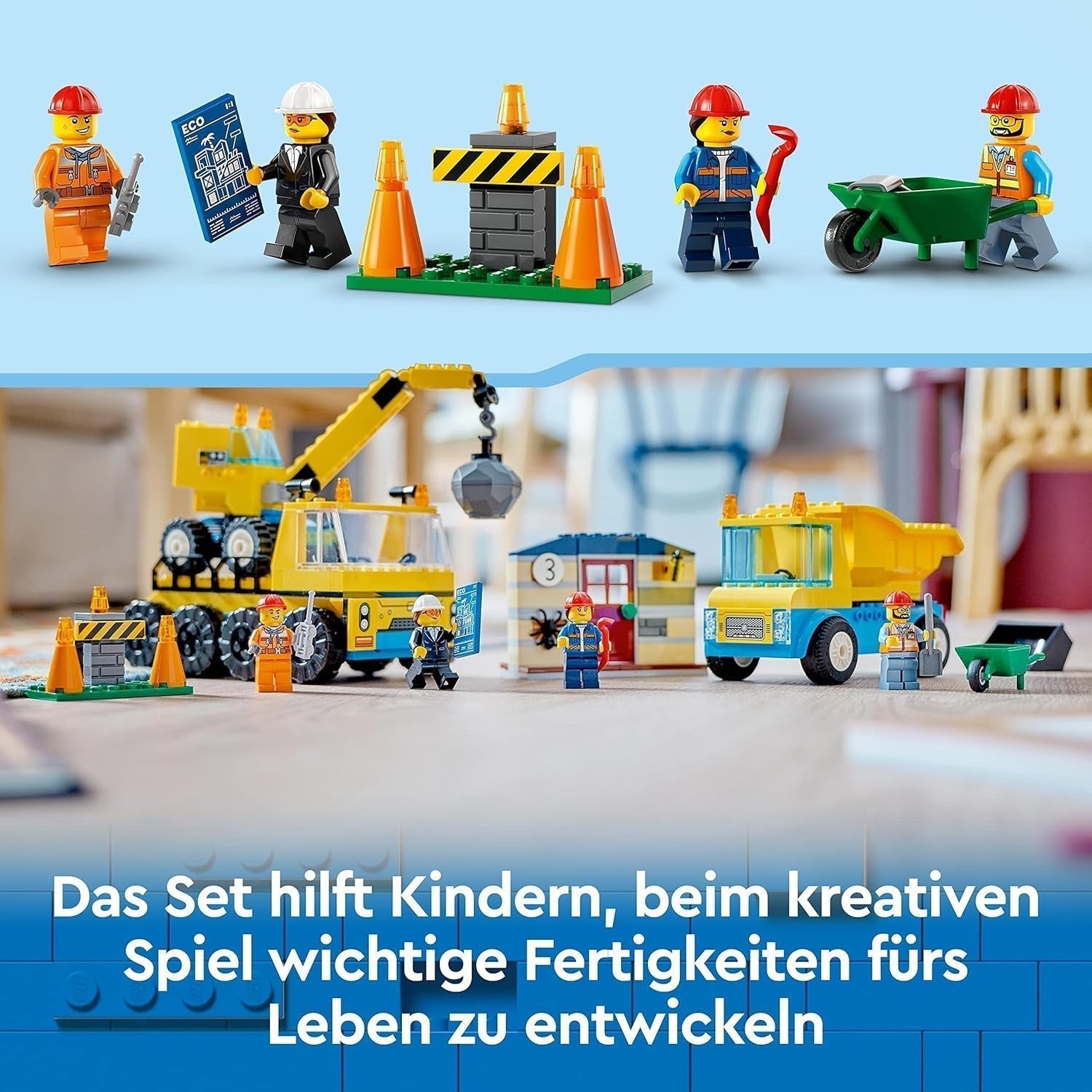 LEGO 60391 City Baufahrzeuge und Abrissbirne, Kran, Bagger, Muldenkipper und Transportfahrzeuge, Spielzeug, Lernspielzeug für Kinder ab 4 Jahren. Bausets. Besuchen Sie den LEGO-Store
