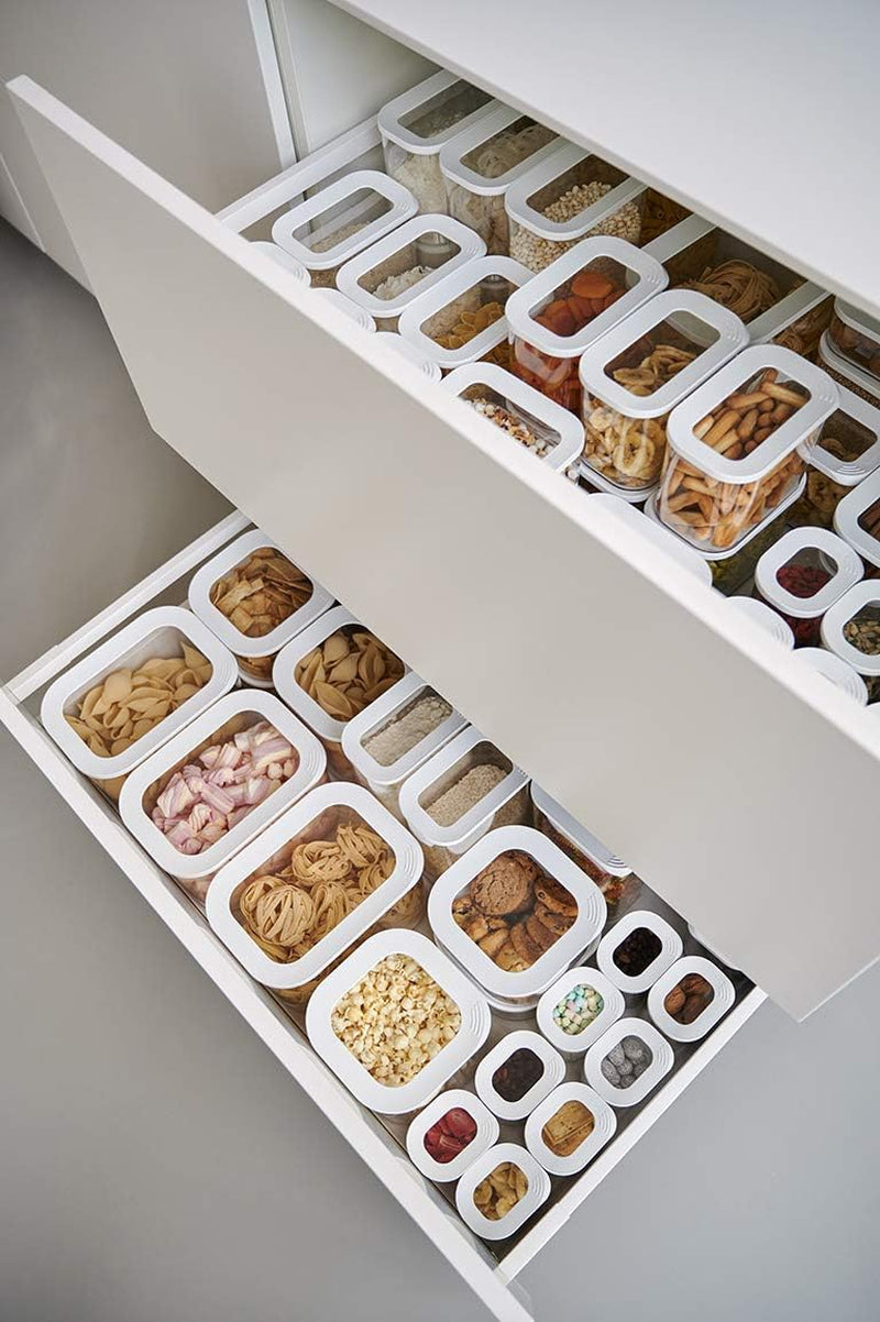 Mepal Set mit 3 Vorratsgläsern mit Deckel – rechteckiger Lebensmittelbehälter – Küchen-Organizer aus Kunststoff – luftdichter Vorratsbehälter – 1 x 2000 ml und 2 x 1000 ml – weiße Lebensmittel-Aufbewahrungsboxen Naty Shop