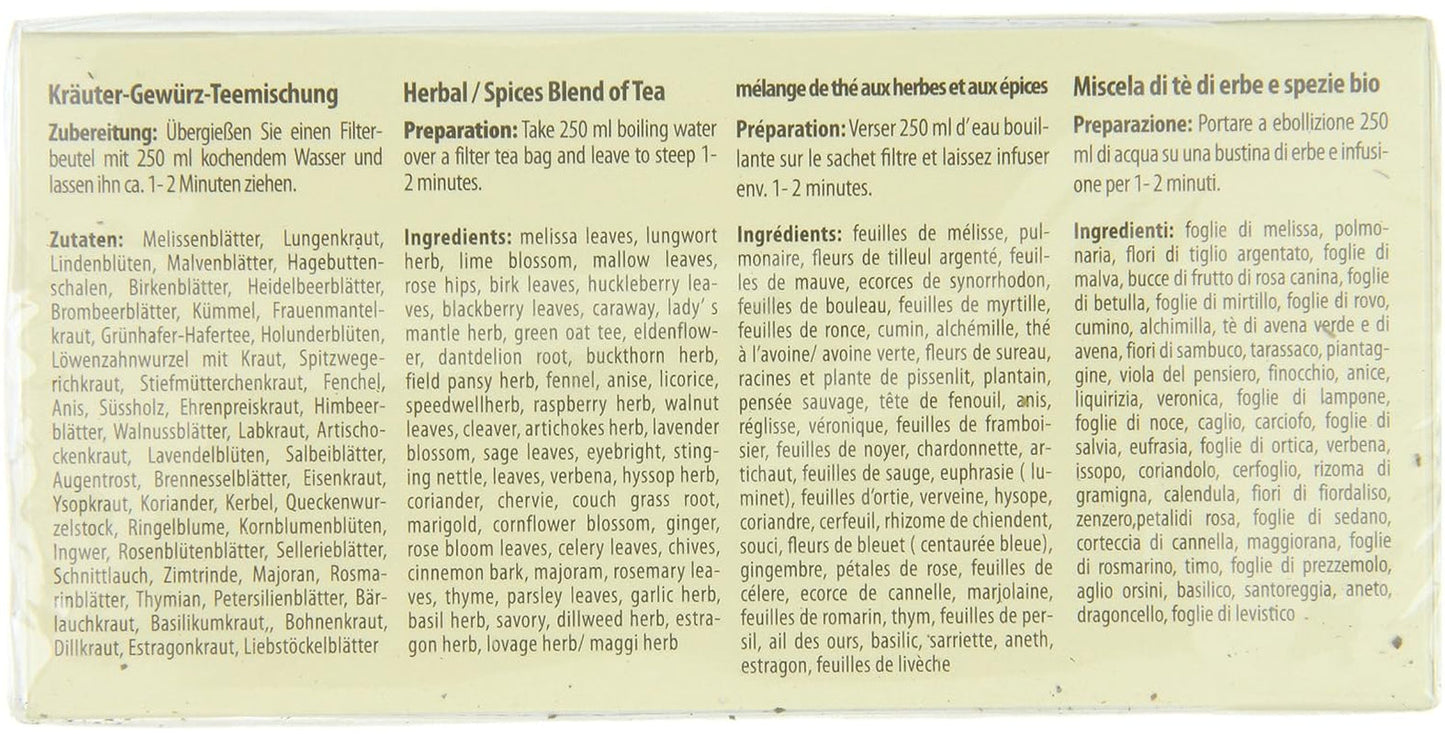 Droste-Laux Basischer Tee mit 49 Kräutern, 25 Stück (Kräutertee, Filterbeutel, Fasten- oder Diättee) 120501