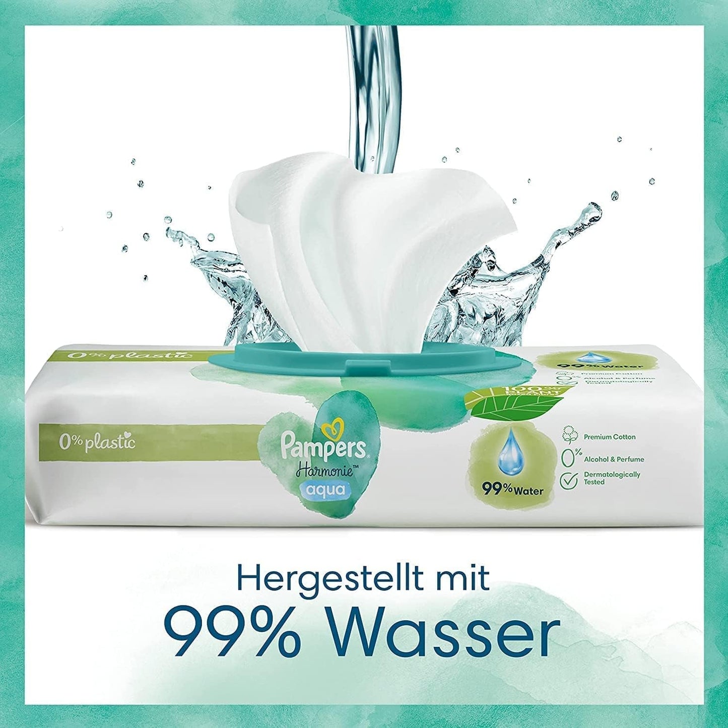 Harmonie Aqua Babywindelset Größe 1 (2–5 kg, 180 Stück), Größe 2 (4–8 kg, 240 Stück), Halbmondbox und Aqua Babytücher, 720 Tücher (15 x 48), Baby-Starterset