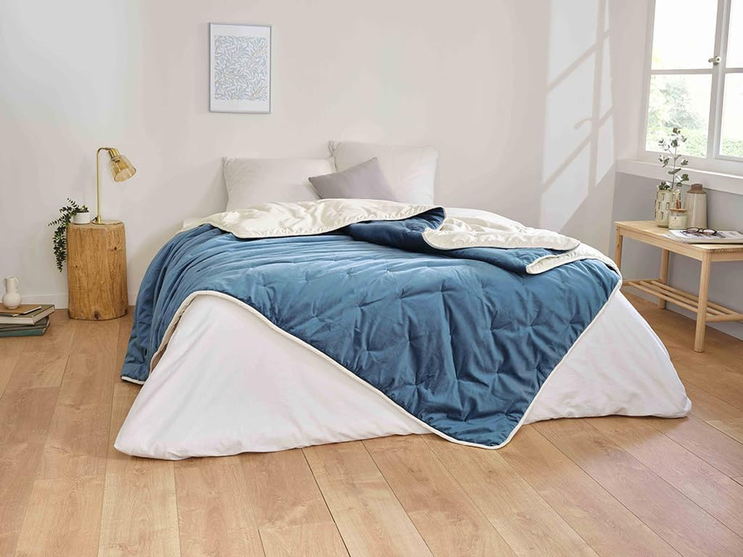 Toison D'Or Denali Steppdecke, 180 cm x 240 cm, Pfauenblau Steppdecken und Steppdecken Naty Shop Standardtitel