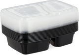Relaxdays Meal-Prep-Boxen, 10er-Set, 2 Fächer, mikrowellenbeständig, 800 ml, Lebensmittelbox aus Kunststoff mit Deckel, schwarz, Frischhalteboxen Naty Shop