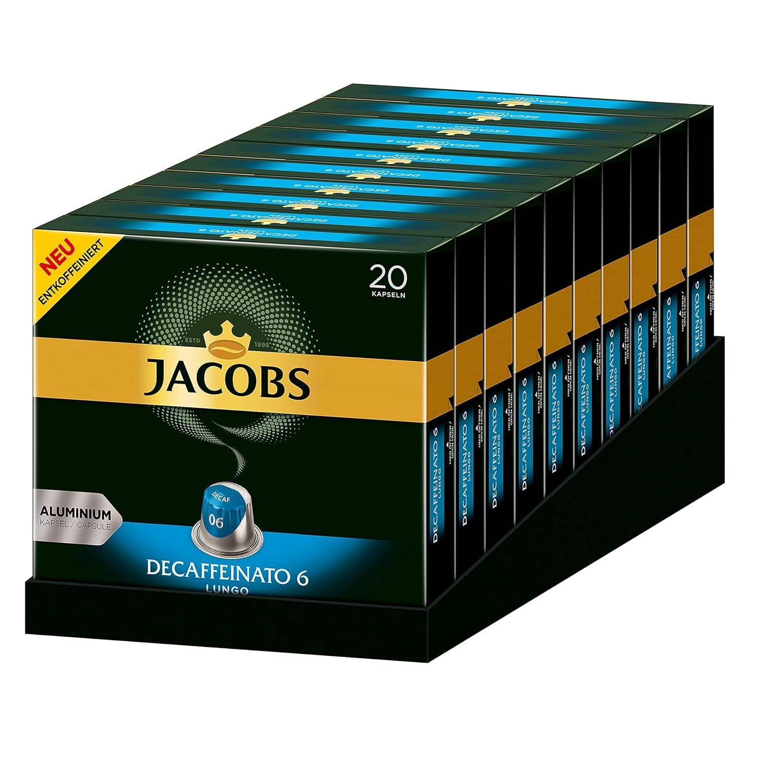 Kaffeekapseln Espresso Intenso, Intensität 10 von 12, 10 x 20 Getränke & Kaffeekapseln Lungo Decaffeinato- Intensität 6- 200 Nespresso-kompatible Kapseln, 10er Pack, 10 x 20 Getränke
