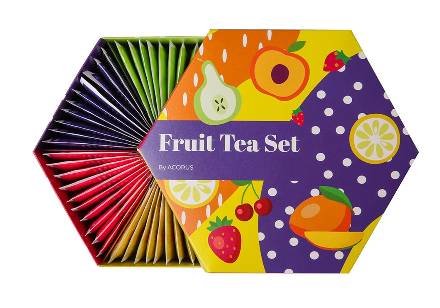 ACORUS | Luxuriöses Früchtetee-Set | Geschenkset mit natürlichen Tees in 6 Geschmacksrichtungen | Kräutertees, Früchtetees | Auswahl an Tees | Teebox mit 60 Teebeuteln