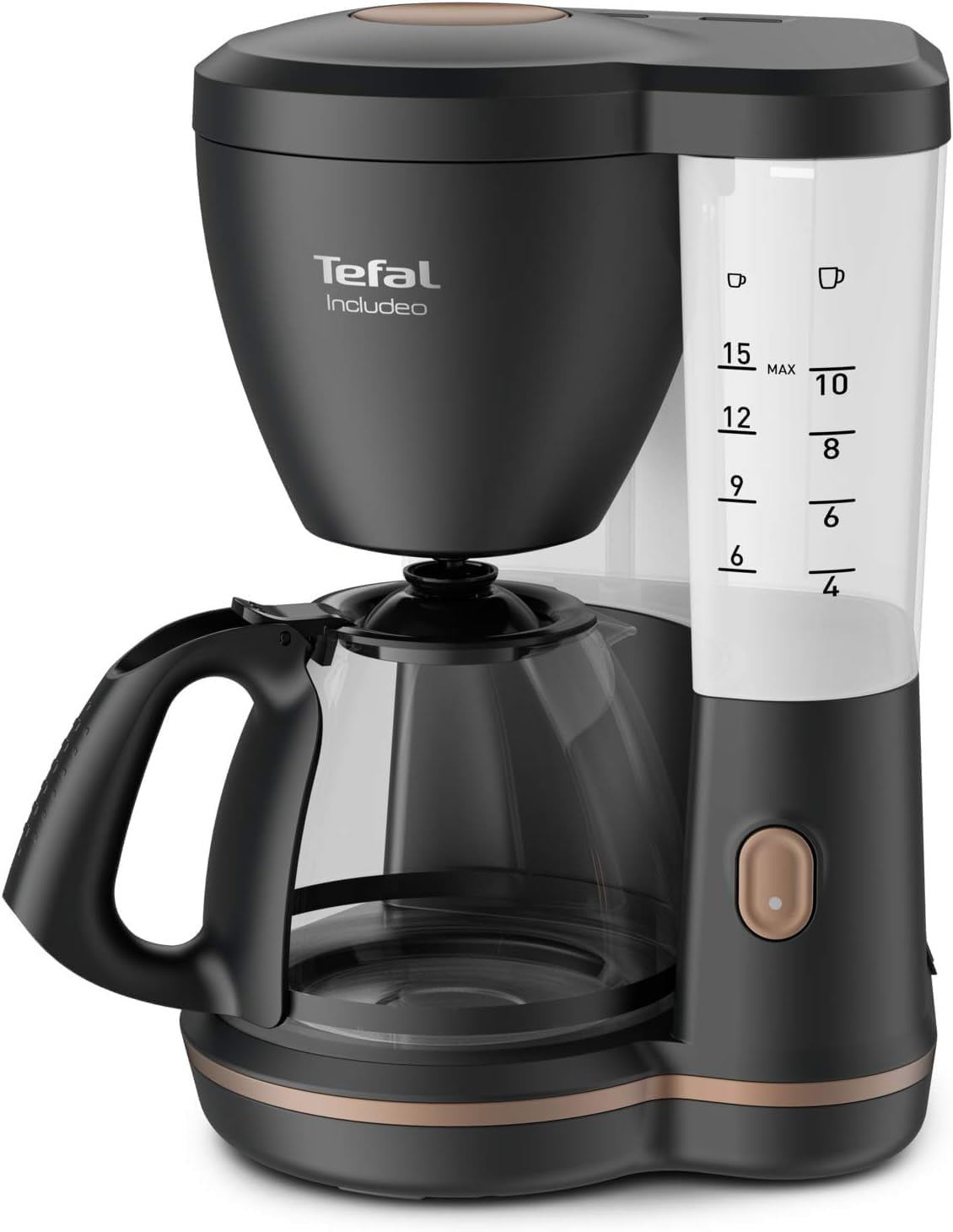 Tefal Includeo Filter-Espressomaschine, Espressomaschine extrem einfach zu bedienen, für Rechts- und Linkshänder geeignet, automatische Deckelöffnung, 1,25 l, 10 bis 15 Tassen, CM533811