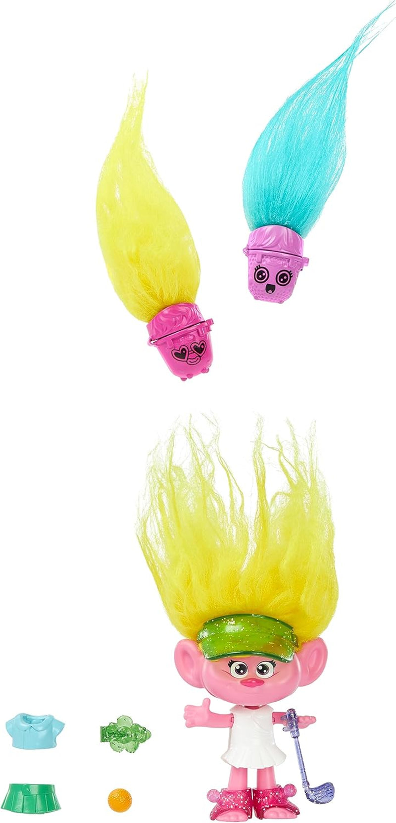Mattel DREAMWORKS TROLLS United We Stand – Hairy Surprises Viva-Puppe mit leuchtend gelbem Plüschhaar und 3 Überraschungszubehörteilen, für Kinder ab 3 Jahren, HNF11