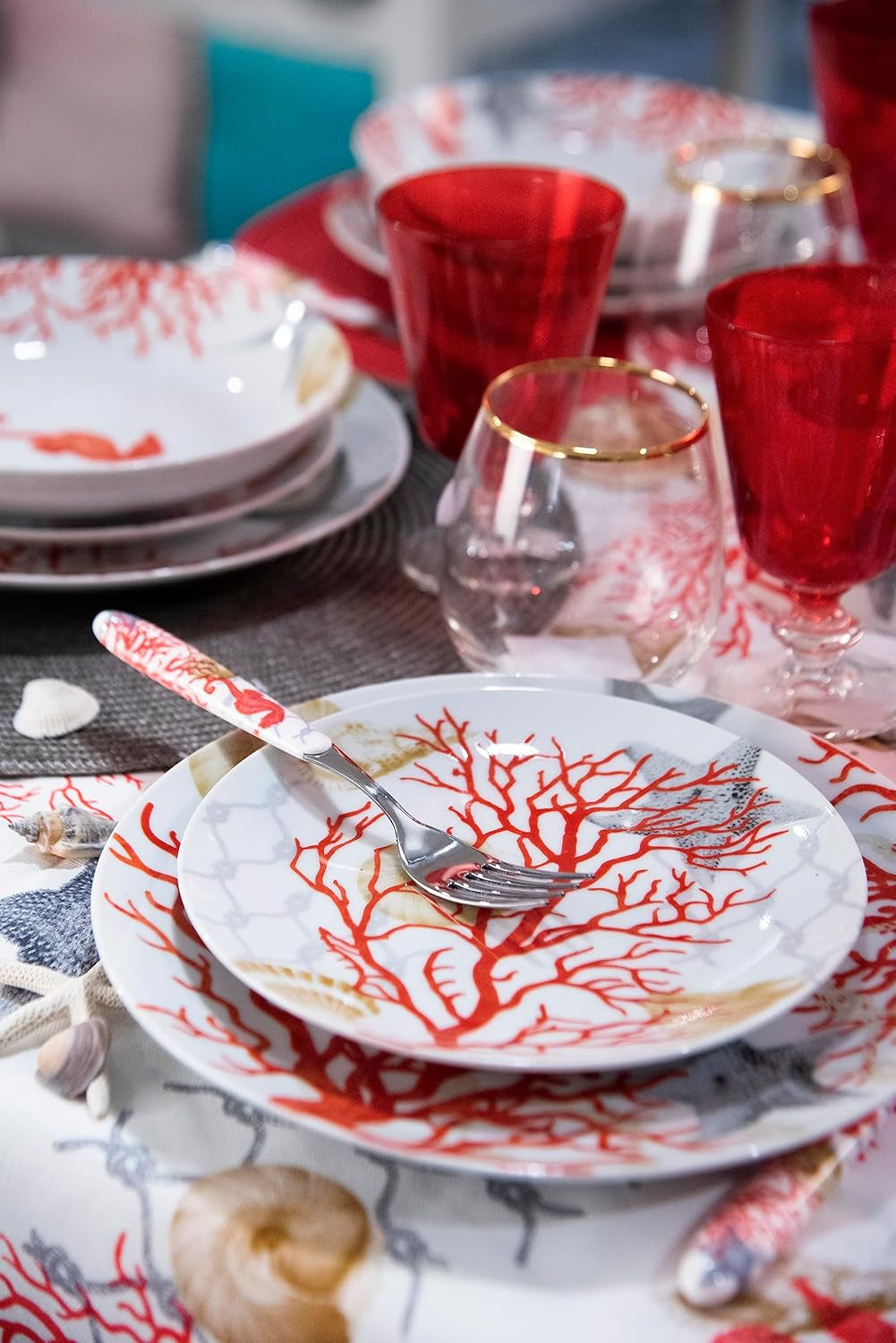Excelsa Coral Tafelservice, 18-teilig, Porzellan, rot