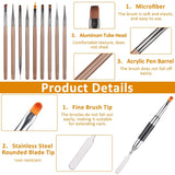 10 Stück Nailart Pinsel Set, Braun Nail Art Pinsel Nailart Design Pinsel Nageldesign Pinselfür Gelnägelfür Heimwerker Maniküre Salon Zuhause Nailpinsel Set