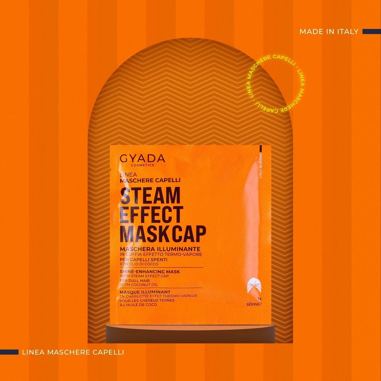 GYADA COSMETICS, Haarmaske aus leichtem und revitalisierendem Material, verleiht Glanz und Geschmeidigkeit, nährende und reparierende Wirkung, mit Thermokappe, auf Basis von Kokosöl und Avocado, 60 ml Naty Shop Haarmaske