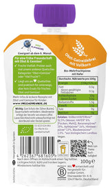 FRECHE FREUNDE Bio-Früchtebeutel Banane, Apfel, Himbeere, Heidelbeere mit Hafer, Fruchtpüree mit Müsli im Quetschbeutel für Babys ab 6 Monaten, vegan, 6er Pack (6 x 100 g)