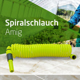 Amig - Spiralschlauch | Aus Polypropylen | Ausziehbar bis 7,5 m | Inklusive Bewässerungslanze, Adapter und 2 Gelenken | Pistaziengrün
