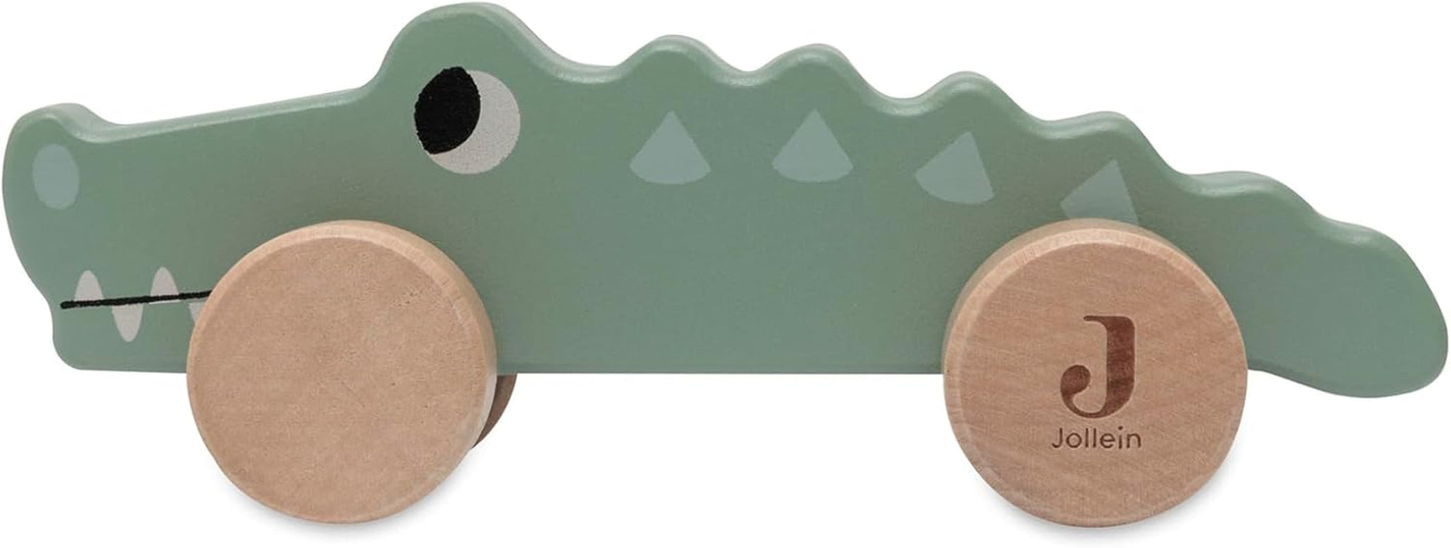 Jollein 112-001-67090 Holzspielzeug auf Rädern, grün Babyspielzeug Naty Shop Croco