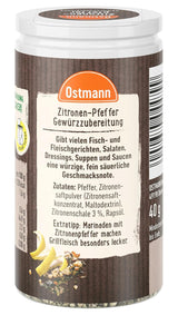 Ostmann Gewürze - Zitronenpfeffer Gewürzzubereitung | Für Salatdressings, Saucen und Fischgerichte 40 g in der Streudose
