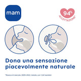 MAM Schnuller ab 6 Monaten (2er-Pack) MAM 6–16 Monate, leuchtet im Dunkeln mit Gummisauger, 2er-Pack mit sterilisierendem Schnullerhalter, Hellblau/Hellblau