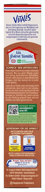 Dr. Oetker Vitalis Schokomüsli Classic: Frühstücksmüsli mit Vollmilch- und Zartbitterschokolade, 7er Pack (7 x 600g)