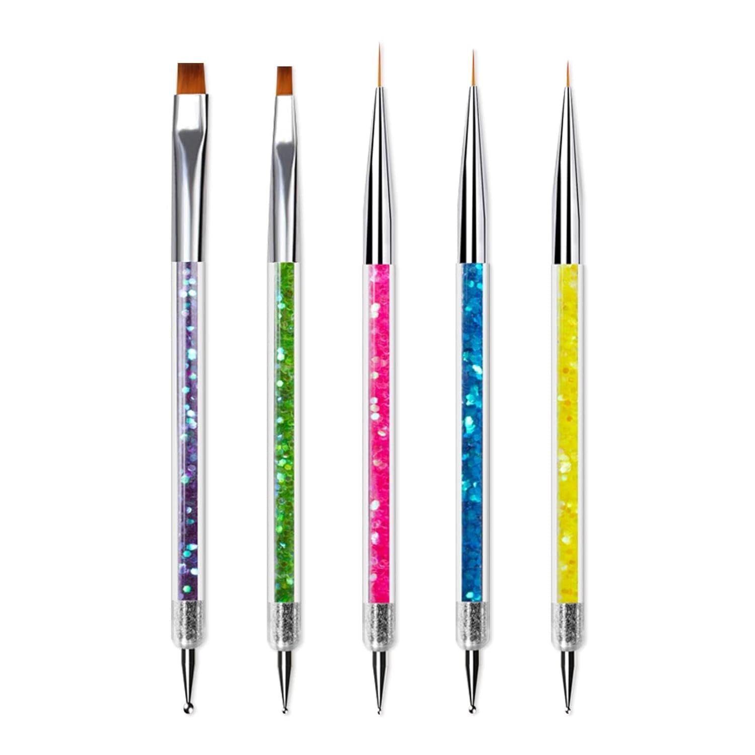 Sularpek Nail Art Pinsel, 5 Stück Nageldesign Pinsel, Nail Art Dotting Tools, Nail Art Liner-Pinsel, Zum Herstellen Von Nagellack, Punktieren, Feinmalerei, DIY