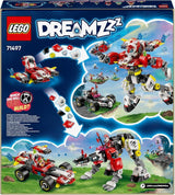 LEGO Dreamzzz Coopers Tiger-Mech und Zeros Hot Rod-Auto, Spielzeugauto für Kinder, Geschenk für 9-jährige Jungen und Mädchen, 2-in-1-Spielset mit Mech und Minifiguren 71497 Bausets Besuchen Sie den LEGO-Store