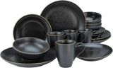 CreaTable, 22699, Serie Industrial Gold BLACK, 16-teiliges Geschirrset für 4 Personen, Kombiservice aus Porzellan, spülmaschinen- und mikrowellengeeignet, hochwertige Herstellung