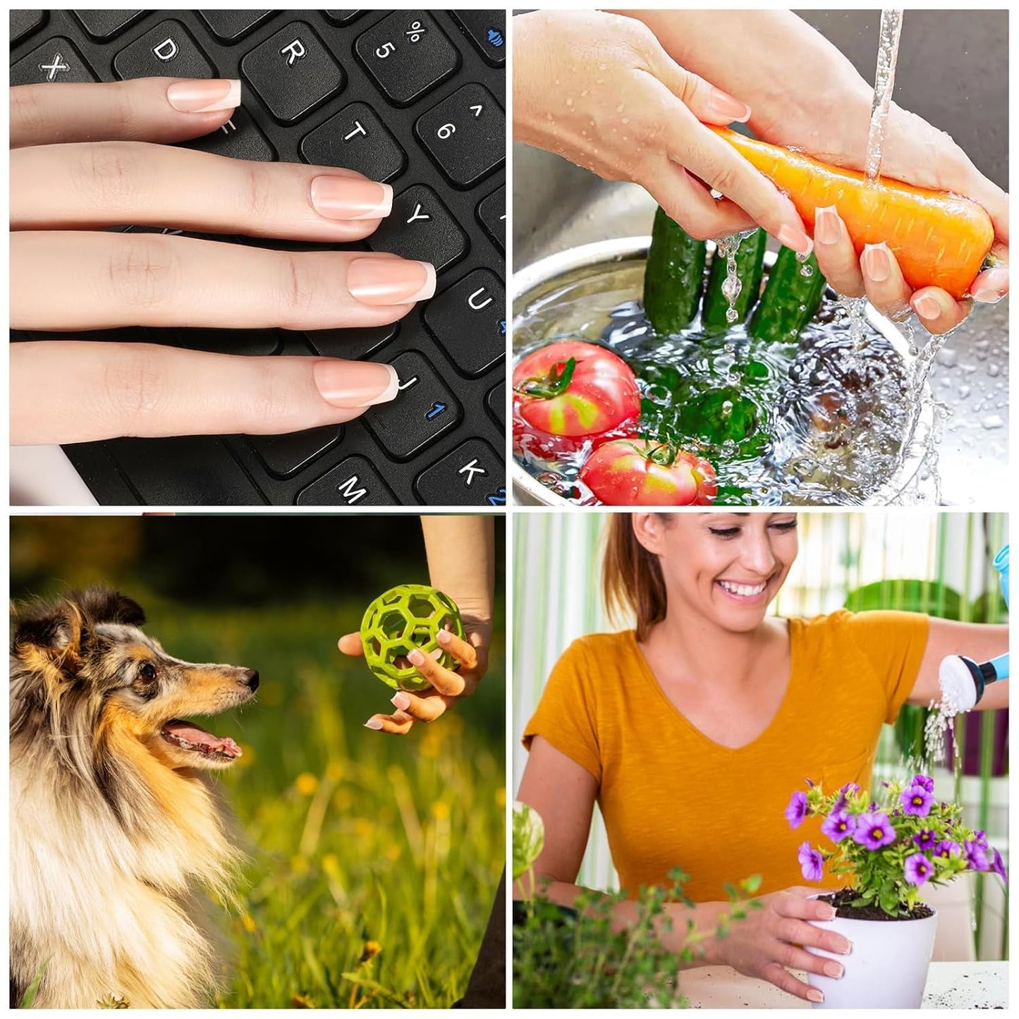 360 Stück französische künstliche Nägel, mittelgroß, rechteckig, künstliche Nägel mit künstlicher Nagelfeile, natürliche Spitzen, DIY zum Aufdrücken, für Damen und Frauen