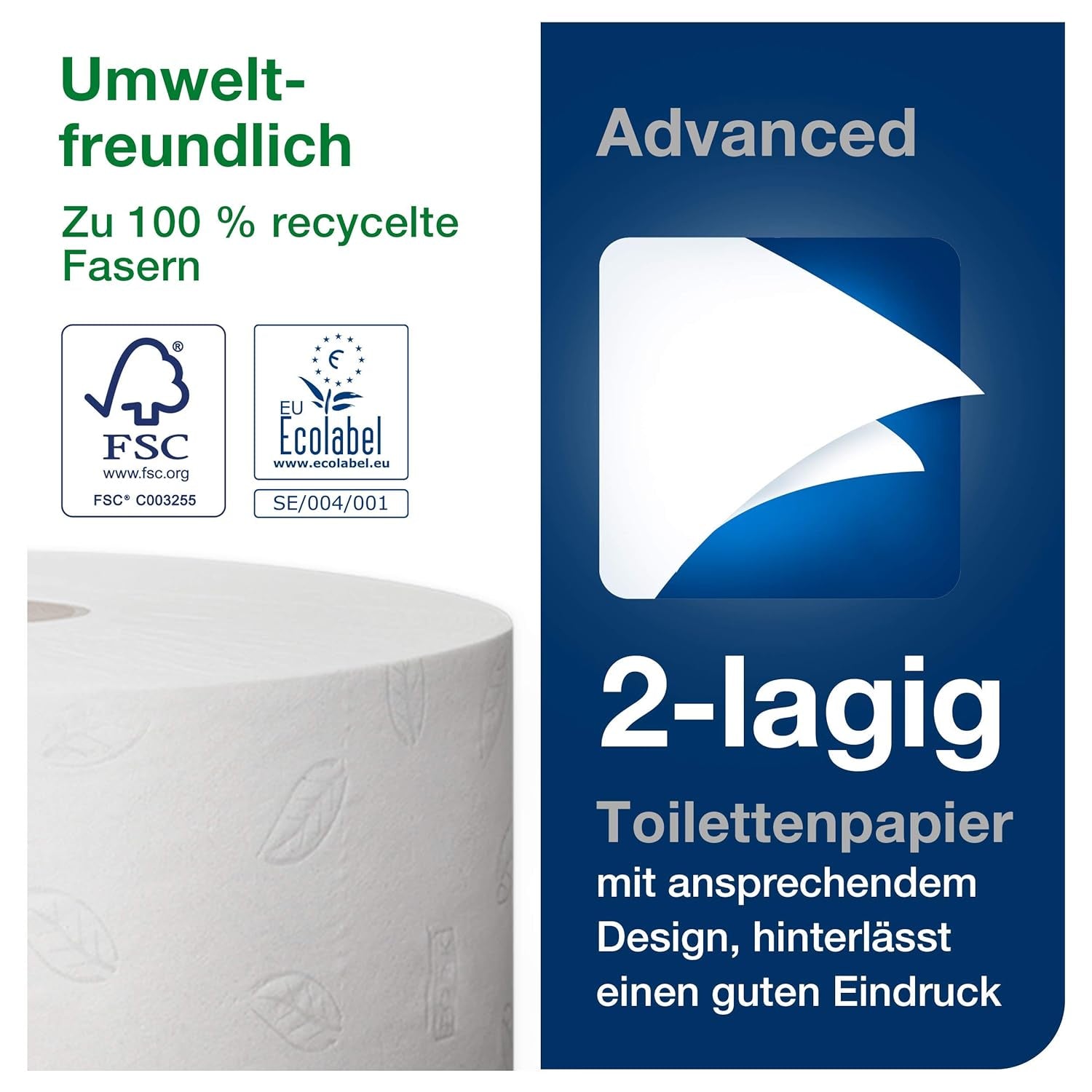 Toilettenpapier Tork Jumbo White T1, Advanced, 2 Schichten, 6 × 380 M, 472118