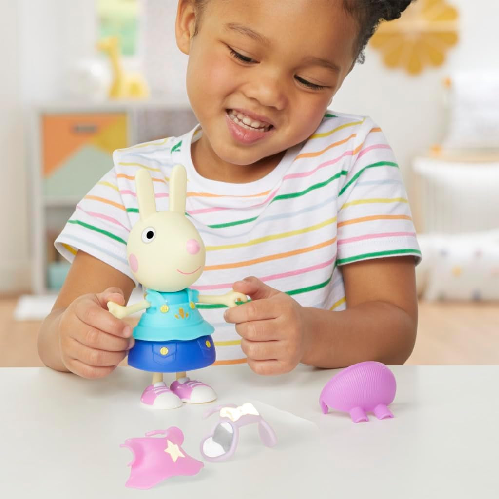 Peppa Wutz Luisa Löffel – lustige Anziehfigur, 15 cm große Mädchenpuppe mit Anziehzubehör und Kleidung, interaktives Spielzeugset für Kleinkinder ab 3 Jahren