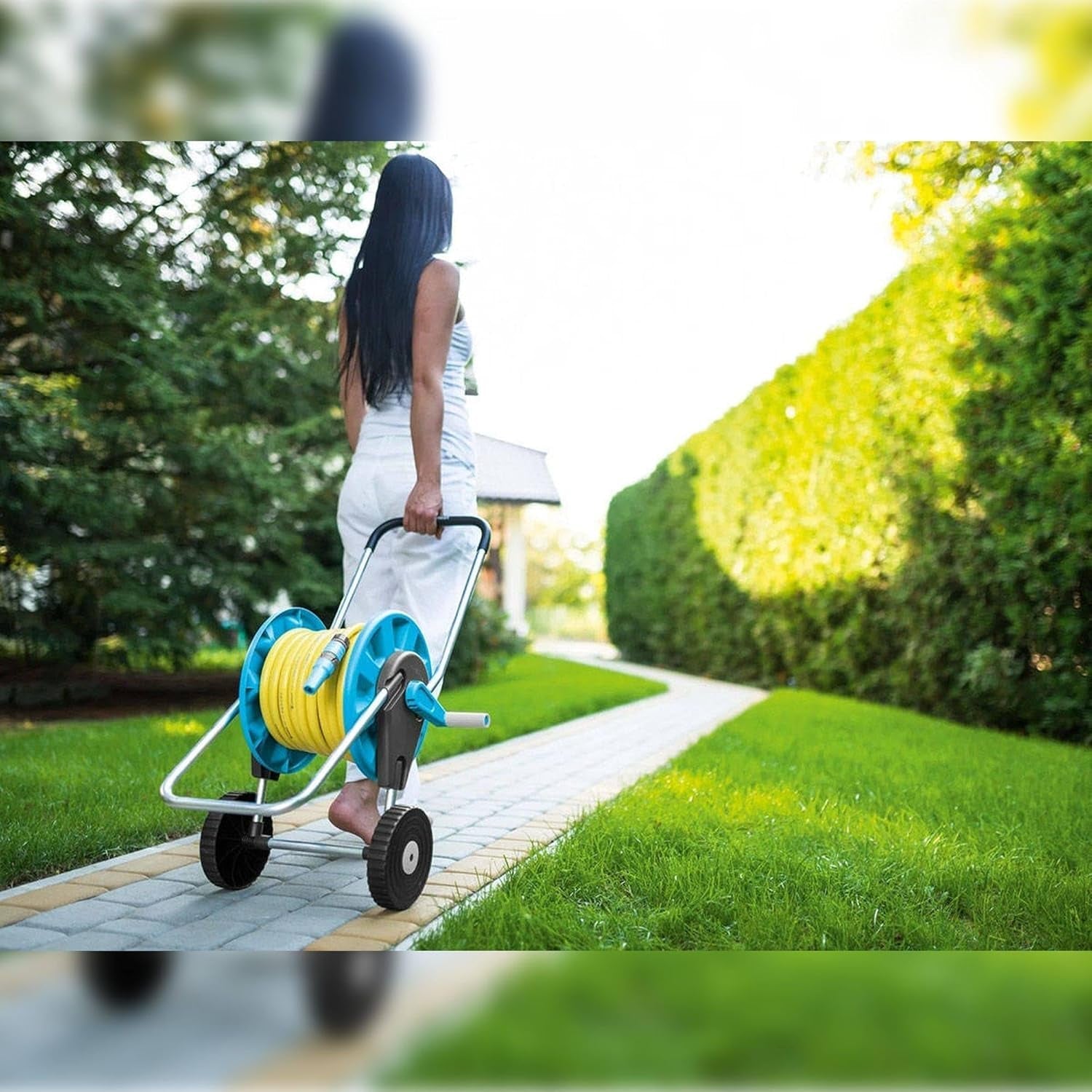 CELLFAST Gartenschlauchwagen, 2-Rad-Schlauchaufroller, korrosionsbeständiger Gartenschlauchaufroller, verhindert Schlauchbiegung, 1/2 Zoll, 45 m, Aluplus