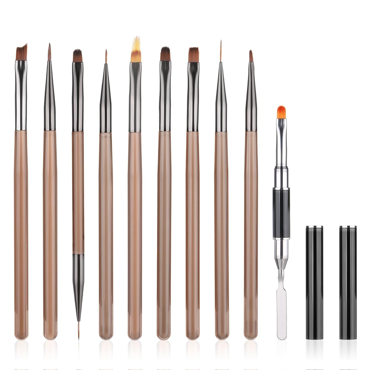 10 Stück Nailart Pinsel Set, Braun Nail Art Pinsel Nailart Design Pinsel Nageldesign Pinselfür Gelnägelfür Heimwerker Maniküre Salon Zuhause Nailpinsel Set