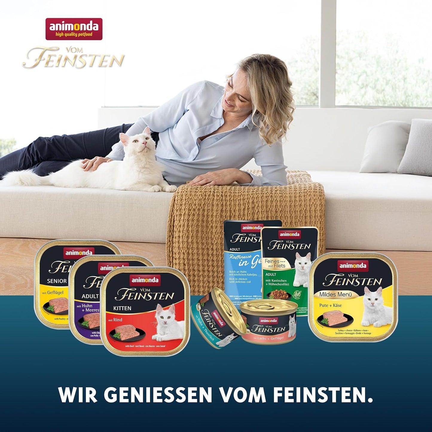 animonda Vom Feinsten Adult Gourmet Variety (32 x 100 g), getreidefreies und zuckerfreies Nassfutter für ausgewachsene Katzen mit einem unwiderstehlichen Gourmet-Kern.