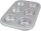 CSB108 6-Loch-Muffinform aus antihaftbeschichtetem Kohlenstoffstahl, Edelstahl, Silber, 28,9 x 17,7 x 3,1 cm. Backformen und -bleche Naty Shop