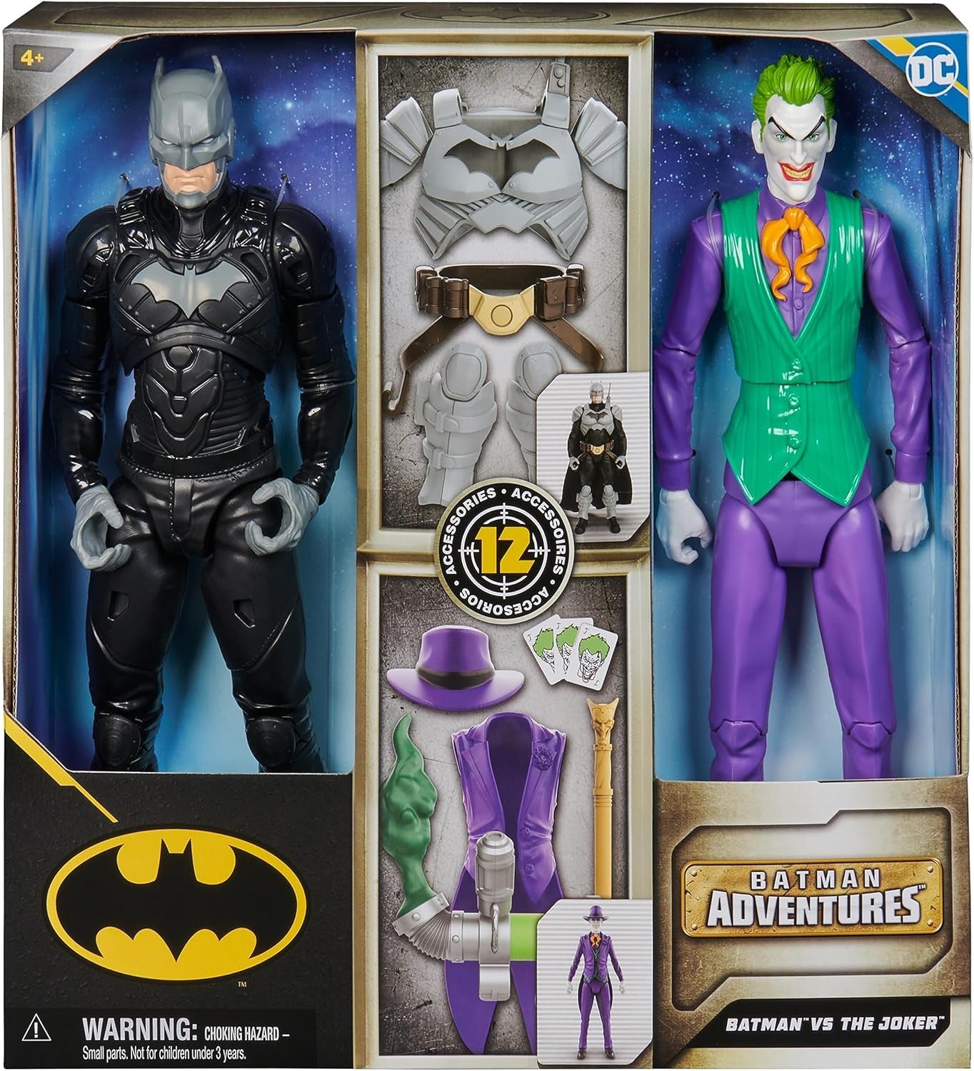 DC Batman Adventures Batman Vs the Joker Actionfiguren-Set, 30 cm – 2 voll bewegliche Figuren mit 12 Gängen für spannendes Rollenspiel, Spielzeug für 4+ Kinder Actionfiguren Naty Shop