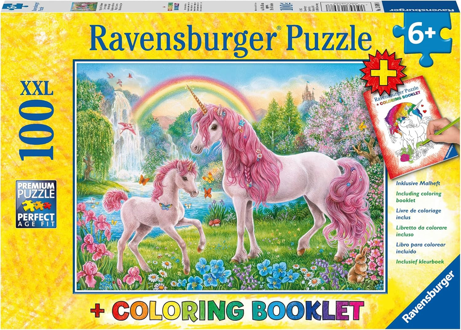 Ravensburger Puzzle für Kinder – 13698 Magische Einhörner – Einhorn-Puzzle für Kinder ab 6 Jahren, mit 100 Teilen im XXL-Format, inklusive Malheft. Puzzle Naty Shop Single