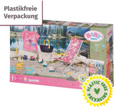 BABY born 832790 Weekend Fishing – Angelpuppen-Zubehörset mit lebendig bedruckter Liege, Beistelltisch, Glas, Korb, Entenküken und Angelrute sowie rosa langem Hemd, Pink