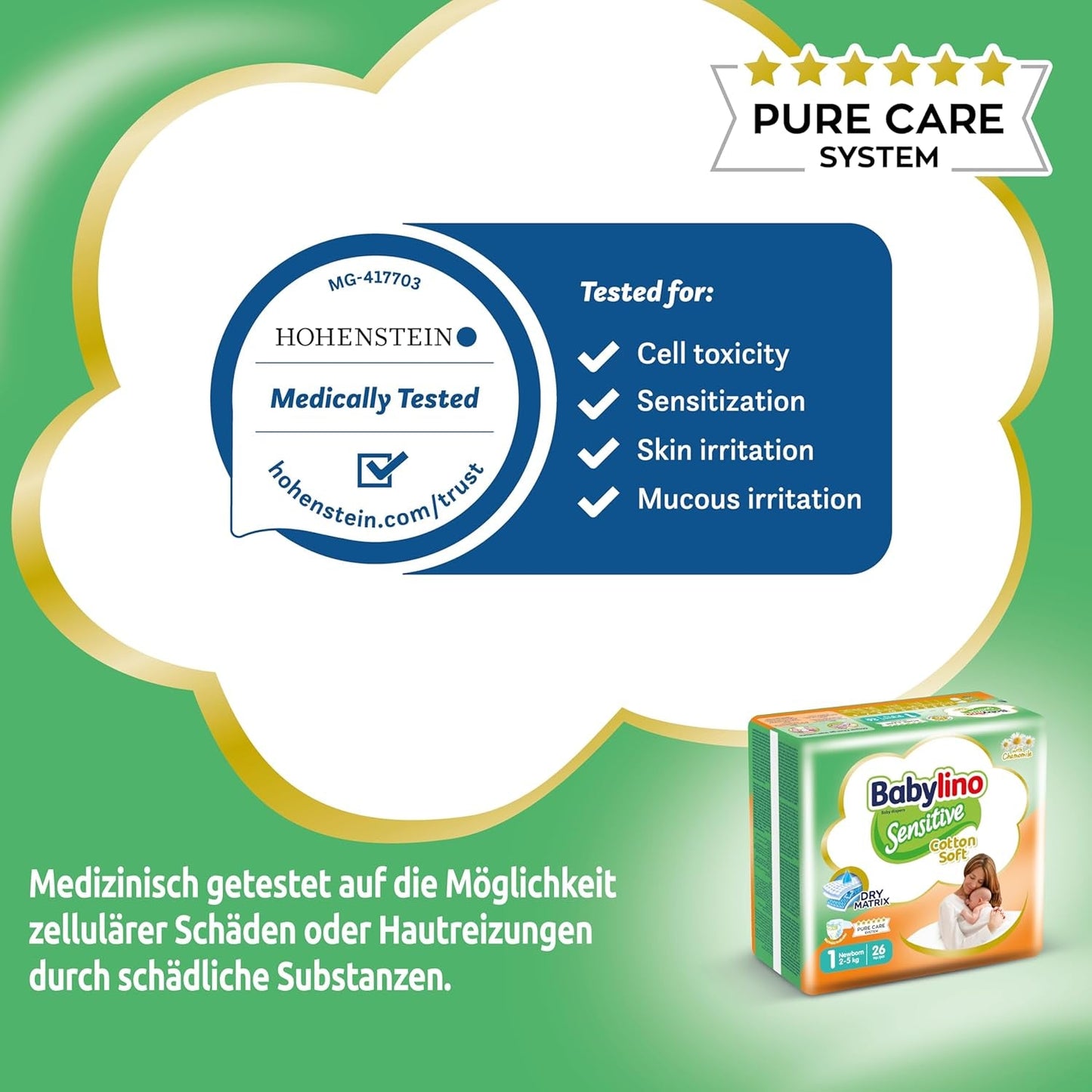 Sensitive Babywindeln, Größe 1, Neugeborene (2-5 kg), 26 Stück