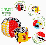 magdum 2 Set Baby Würfelspiel + Stoffball - Motorikspielzeug ab 1 Jahr - Spielzeug für Kinder 6 Monate - Montessori Spielzeug - Lernspielzeug 1 Jahr - Geschenk für Kinder - Ball für Kinder - Würfel für Kinder - Geschenke für Kinder Spielzeug Bebe Naty Shop
