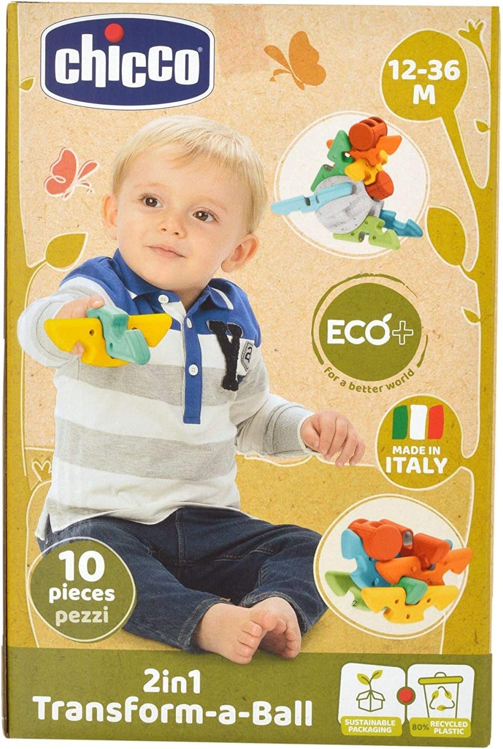 Chicco 2 In 1 Baby's First Creative Ball - Eco+ 12-36 Monate Babyspielzeug Naty Shop