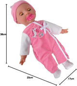 Simba 105140489 – Laura Baby Talk Doll, 38 cm große Puppe mit weichem Körper und Schlafaugen im süßen Overall, 24 Babygeräusche, Spielpuppe, Babypuppe, ab 2 Jahren