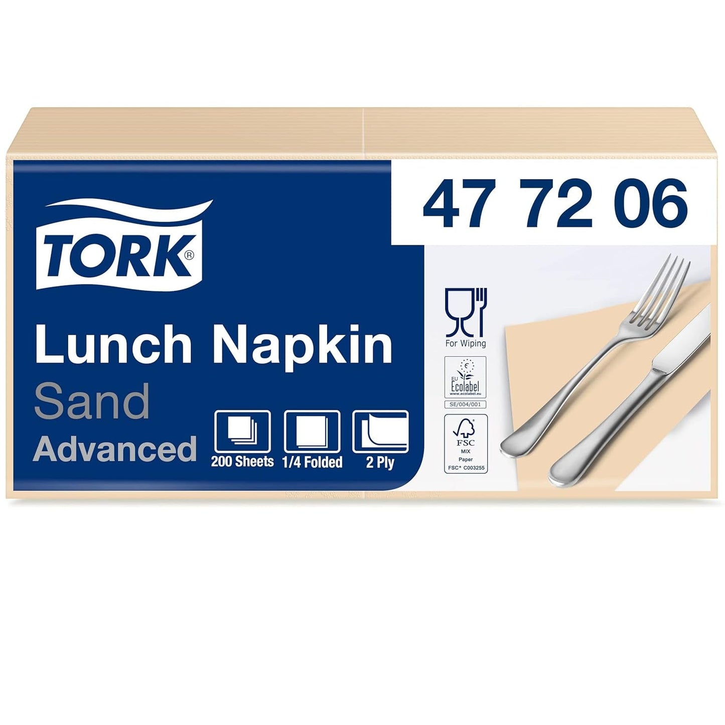 Tork 477840 Limetten-Lunchservietten / 2-lagige Servietten für kleine Mahlzeiten oder Snacks / Erweiterte Qualität / 10 x 200 (2000) Papierservietten / 32,6 x 33 cm (L x B) / 1/4-Faltung