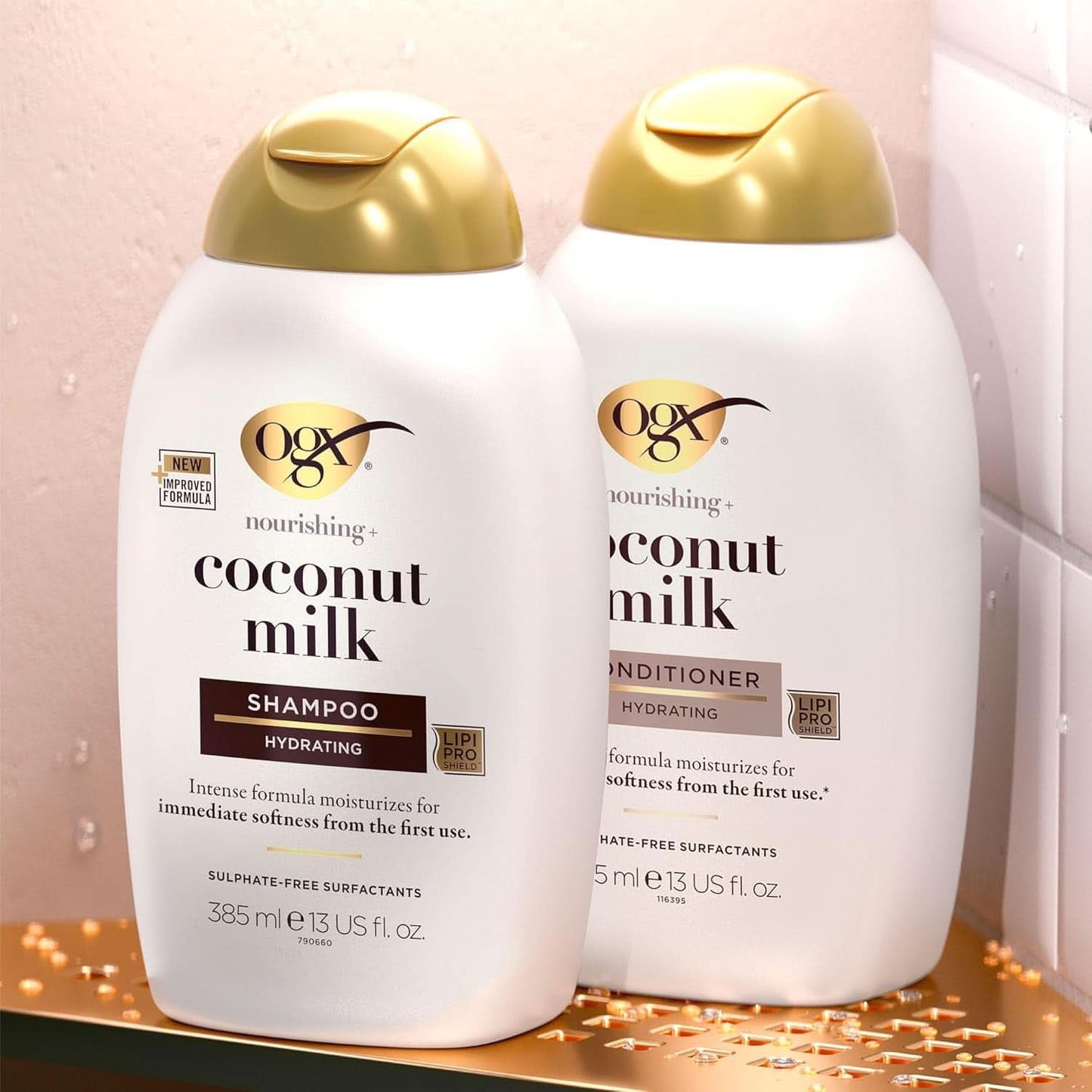 Shampoo mit Kokosmilch OGX (385 ml), feuchtigkeitsspendende Wirkung. Dusche und Bad Naty Shop